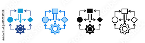 Process Flow icon sheet multiple style collection