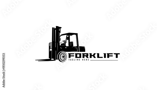 Forklift logo with industrial vehicle silhouette for warehouse
