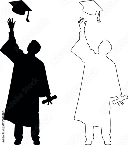 Graduation celebration silhouette illustration