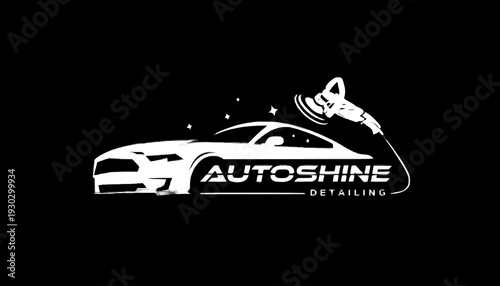 Autoshine logo with metallic car and polisher
