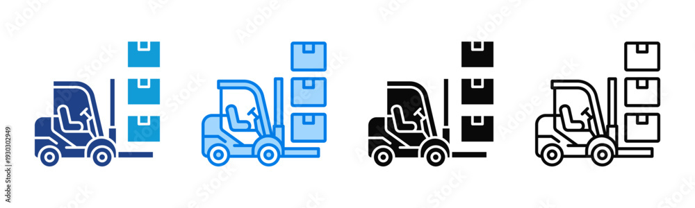 Naklejka premium Forklift icon sheet multiple style collection
