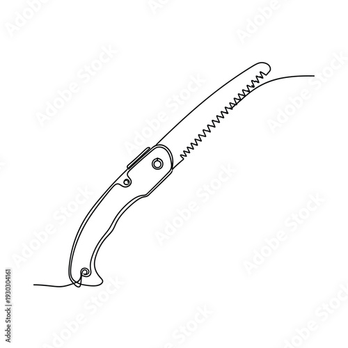 Folding Saw Continuous Line Art Illustration for Outdoor and DIY Tasks