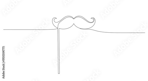 Continuous Line Drawing of a Mustache on a Stick Party Prop