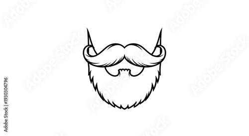 Continuous Line Drawing of a Stylized Beard and Mustache Logo Icon