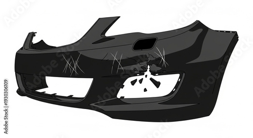 Car Front Bumper Damaged Crashed.