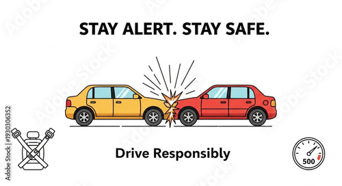 Car Crash Collision Accident Safety Alert.