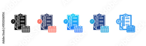 Task Scheduling icon sheet multiple style collection
