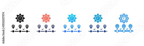 Process Timeline icon sheet multiple style collection