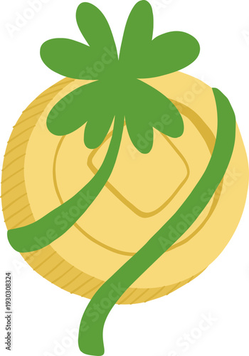 St Patrick Day Gold Coin Lucky Clover Leaf Celebration Illustration