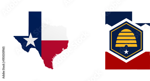 Texas flag map poster. US state pride wall decor artwork. Patriotic printable digital art. Detailed vector illustration