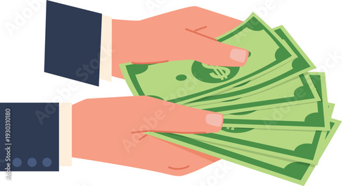 Hands exchanging gold coins transaction