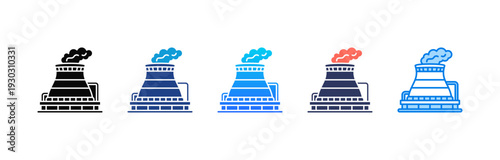 Cooling Tower icon sheet multiple style collection