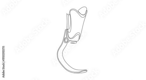 Minimalist Continuous Line Art of a Modern Prosthetic Leg, Orthopedic Device