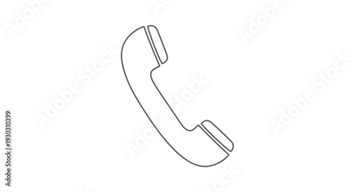 Simple Line Art Icon of a Telephone Handset, Communication Symbol