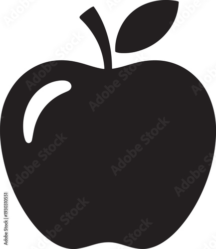 Black apple with leaf and stem fruit food healthy