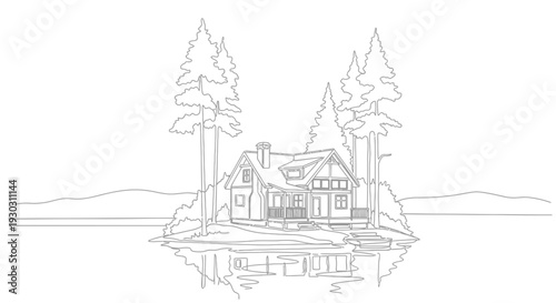 Serene Island Cabin: A Peaceful Retreat Surrounded by Water and Trees