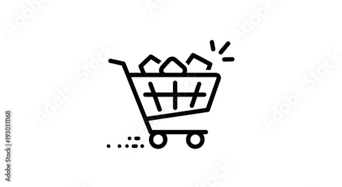 Shopping Cart Icon Filled with Products, E-commerce and Online Shopping Concept