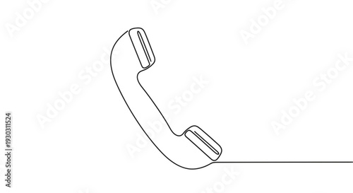 Retro telephone receiver, continuous line drawing, vintage communication symbol