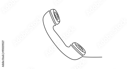 Retro Telephone Handset, Vintage Communication Device, Single Line Drawing