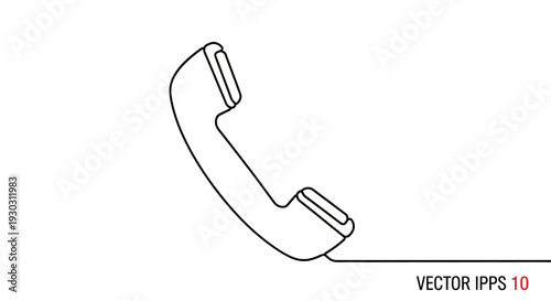 Retro Telephone Handset Icon, Minimalist Line Art, Communication Symbol