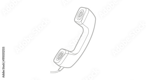 Retro Telephone Handset Line Art Icon, Vintage Communication Device