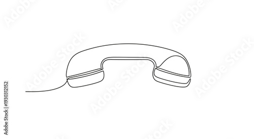 Retro Telephone Handset Line Art Icon, Vintage Communication Device