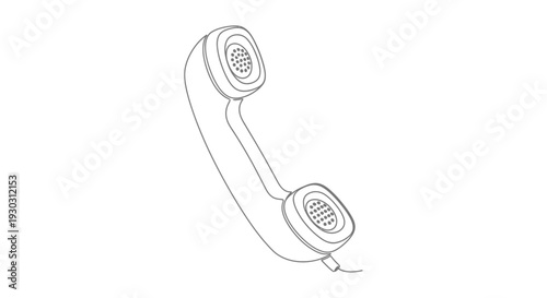 Retro Telephone Handset Line Art Icon, Vintage Communication Device