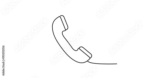 Retro Telephone Handset Line Art Icon, Vintage Communication Symbol
