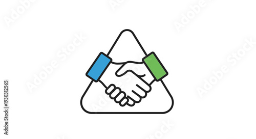 Partnership Agreement Icon: Handshake Inside Triangle, Symbolizing Trust and Collaboration