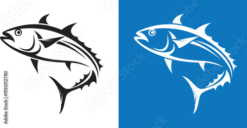 Tuna fish vector art icon, black tuna clip art, logo, illustration on white background