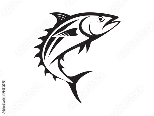 Tuna fish vector art icon, black tuna clip art, logo, illustration on white background