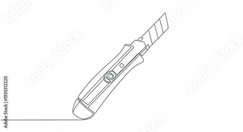 Continuous line drawing of a utility knife, also known as a box cutter tool