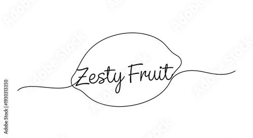 Zesty Fruit Logo - Fresh Lemon Citrus Fruit Design, Minimalist Line Art