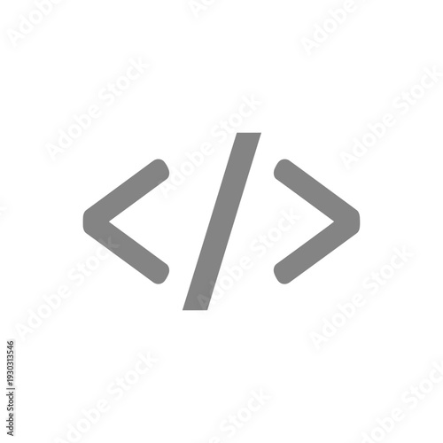 A gray symbol for closing html tag on a white background