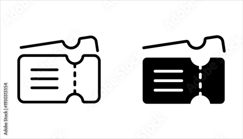 Ticket icon set. Raffle ticket symbol. Trendy flat outline ui sign design on white background