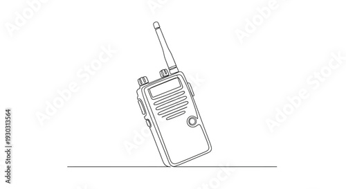 Portable Walkie-Talkie Communication Device in Line Art Style
