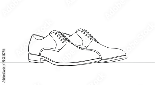 Photos Classic Men's Leather Dress Shoes in Continuous Line Art Style
