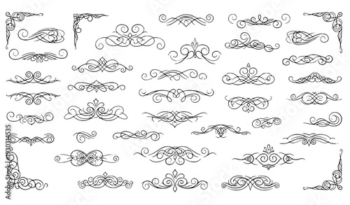Vintage calligraphic flourishes and decorative dividers vector set