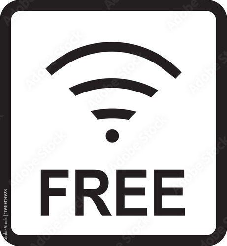 Free WiFi Sign Icon – Wireless Internet Symbol Line Art Vector