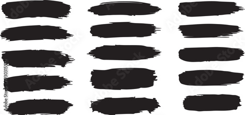 Collection of black brush strokes on white background