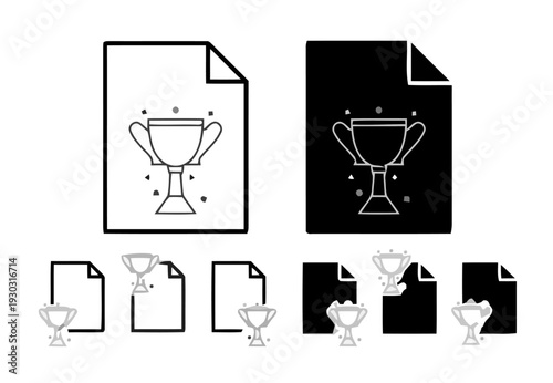 Trophy icons in various document templates showcasing different file types and designs