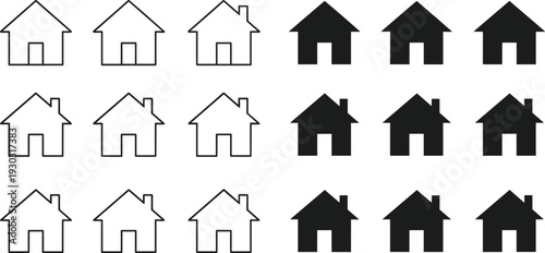 House icons set, black and outline home silhouette collection for real estate property logo vector illustration