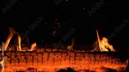 Extreme Close Up Bonfire Flames with Dark Negative Space 4K
