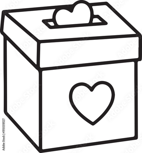 A box with a heart on the front