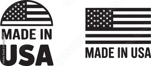 Made in usa american flag labels stickers patriotic