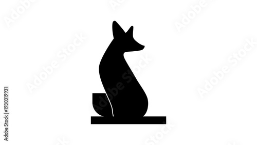 fox sculpture, black isolated silhouette