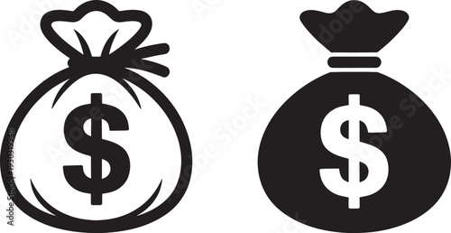 Money bag dollar sign finance business black and white