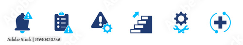 Crisis resolution icon set. emergency, recovery, management, solution, risk. solid style icon collection.