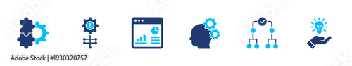 Analytical thinking icon set. analysis, strategy, problem, logic, insight. solid style icon collection.