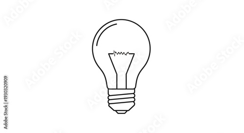 Simple Line Art Illustration of a Classic Incandescent Light Bulb
